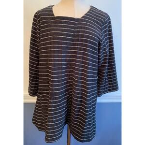 One Size M Square Black White Women's Swing Top 3/4 Sleeve One Pocket